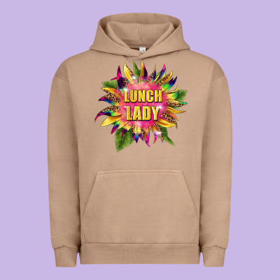 Lunch Lady Tie Dye Sunflower Urban Hoodie Designed By Barkaloodesign