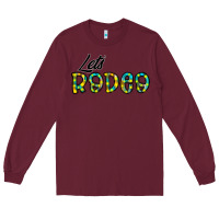 Burgundy let's rodeo Long Sleeve Tee - CowhideDigitalArt