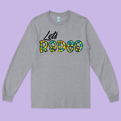 Let's Rodeo Long Sleeve Tee Designed By Cowhidedigitalart