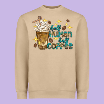 Half Human Half Coffee Heavyweight Sweatshirt Designed By Texasbilliewilder