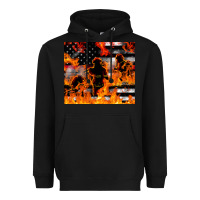 Black firefighter thin red lin Heavyweight Hoodie - LillyAllenDesigns