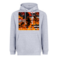 Heather Grey firefighter thin red lin Heavyweight Hoodie - LillyAllenDesigns