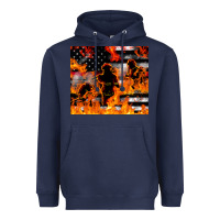 Navy firefighter thin red lin Heavyweight Hoodie - LillyAllenDesigns