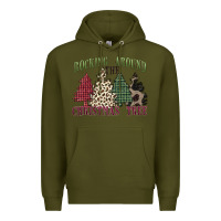Army Green rocking around the christmas tree Premium Hoodie - MaliasSmallBusiness