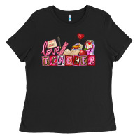 Black valentines day teacher Ladies Tee - AdoDesignShop