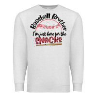 Oatmeal Heather baseball brother i'm just here for the snacks Premium Sweatshirt - MaliasSmallBusiness