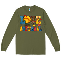 Army Green love softball Long Sleeve Tee - AdoDesignShop