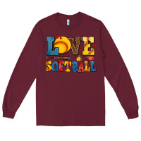Burgundy love softball Long Sleeve Tee - AdoDesignShop