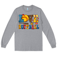 Heather Grey love softball Long Sleeve Tee - AdoDesignShop