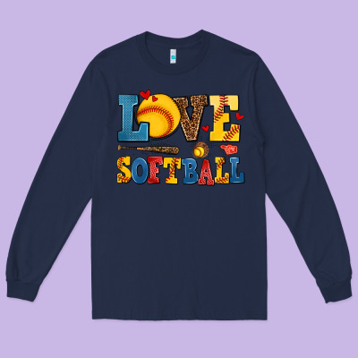 Love Softball Long Sleeve Tee Designed By Adodesignshop