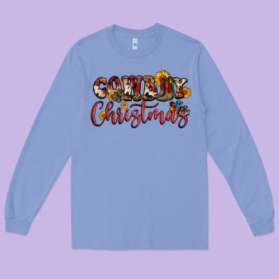 Cowboy Christmas Long Sleeve Tee Designed By Fadigitalartstudio