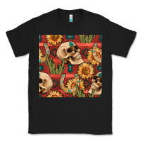 Black western skull aztec seamless pattern Classic Tee - BundleAndBundleShop