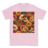 Bubblegum Pink western skull aztec seamless pattern Classic Tee - BundleAndBundleShop