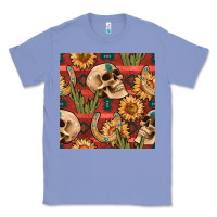 Colony Blue western skull aztec seamless pattern Classic Tee - BundleAndBundleShop