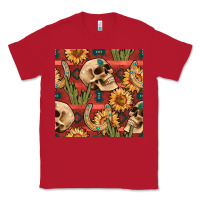 Red western skull aztec seamless pattern Classic Tee - BundleAndBundleShop