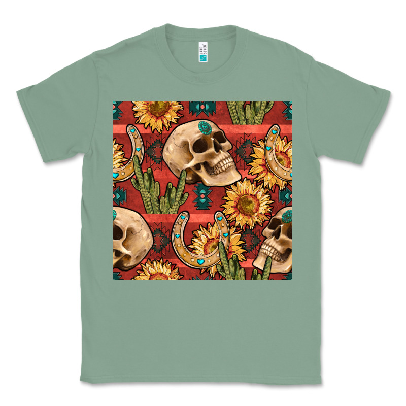 Western Skull Aztec Seamless Pattern Classic Tee by BundleAndBundleShop | Teevron