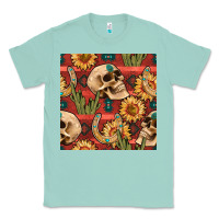 Seafoam western skull aztec seamless pattern Classic Tee - BundleAndBundleShop