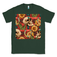 Sports Green western skull aztec seamless pattern Classic Tee - BundleAndBundleShop