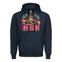 Navy racing mom with racing oto equipment Zipper Hoodie - AdoDesignShop