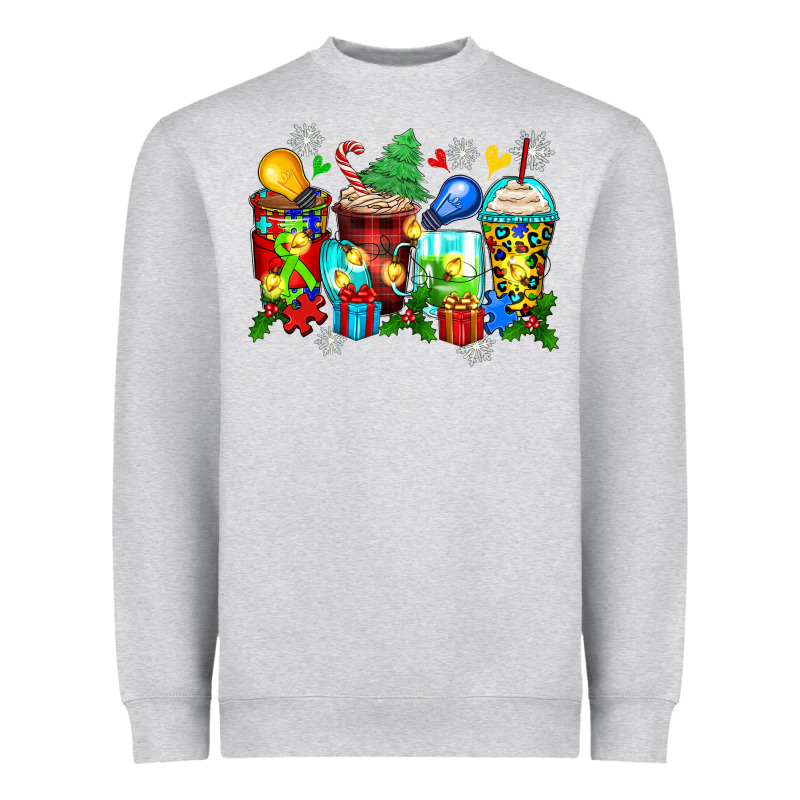 Autism Christmas Coffee Cups Heavyweight Sweatshirt by Zillion Design Studio | Teevron