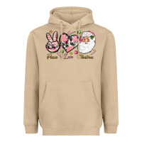 Mushroom pink peace love christmas Heavyweight Hoodie - NancyCooperArtShop