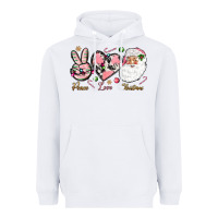White pink peace love christmas Heavyweight Hoodie - NancyCooperArtShop