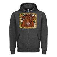 Charcoal Heather red angus cowhide sunflower Zipper Hoodie - JahusDesignShop