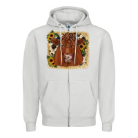 Dove Grey red angus cowhide sunflower Zipper Hoodie - JahusDesignShop