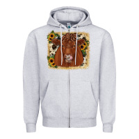 Heather Grey red angus cowhide sunflower Zipper Hoodie - JahusDesignShop