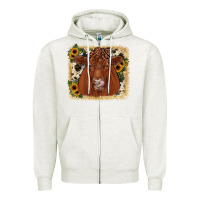 Oatmeal Heather red angus cowhide sunflower Zipper Hoodie - JahusDesignShop