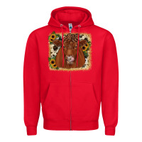 Red red angus cowhide sunflower Zipper Hoodie - JahusDesignShop
