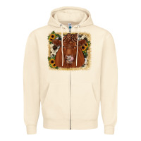 Sandshell red angus cowhide sunflower Zipper Hoodie - JahusDesignShop