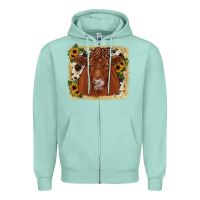 Seafoam red angus cowhide sunflower Zipper Hoodie - JahusDesignShop