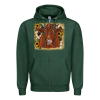 Sports Green red angus cowhide sunflower Zipper Hoodie - JahusDesignShop