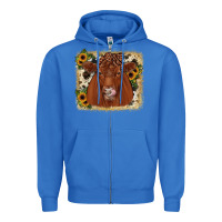 True Royal red angus cowhide sunflower Zipper Hoodie - JahusDesignShop