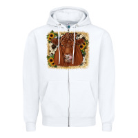 White red angus cowhide sunflower Zipper Hoodie - JahusDesignShop