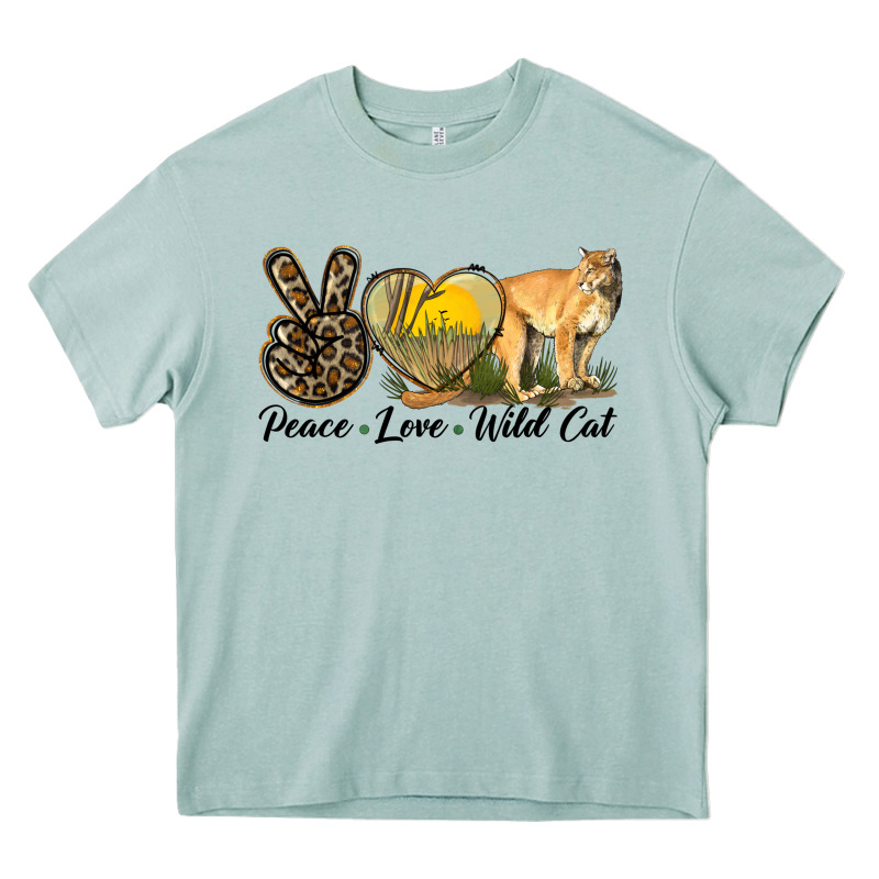 Peace Love Wild Cat Heavy Core Tee by LillyAllenDesigns | Teevron