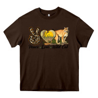 Chocolate Brown Peace Love Wild cat Heavy Core Tee - LillyAllenDesigns