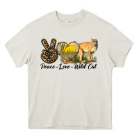 Cream Peace Love Wild cat Heavy Core Tee - LillyAllenDesigns