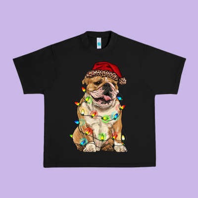 Christmas Bulldog Urban Heavy Tee Designed By Ranaportraitstore