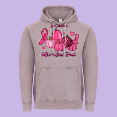Vintage Hoodie In October We Wear Pink Pumpkins