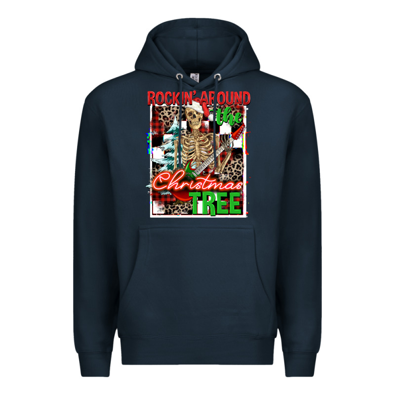 Rockin' Around The Christmas Tree Skeleton Premium Hoodie by NancyCooperArtShop | Teevron