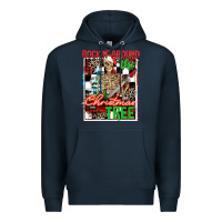 Navy Rockin' around the Christmas tree skeleton Premium Hoodie - NancyCooperArtShop