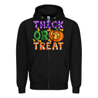 Black Thick Or Treat Zipper Hoodie - Artiststas