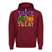 Burgundy Thick Or Treat Zipper Hoodie - Artiststas