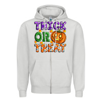 Dove Grey Thick Or Treat Zipper Hoodie - Artiststas
