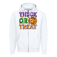 White Thick Or Treat Zipper Hoodie - Artiststas