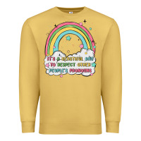 Antique Gold beautiful day to respect pronouns Premium Sweatshirt - MaliasSmallBusiness