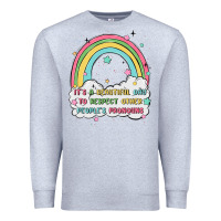 Heather Grey beautiful day to respect pronouns Premium Sweatshirt - MaliasSmallBusiness