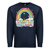 Navy beautiful day to respect pronouns Premium Sweatshirt - MaliasSmallBusiness